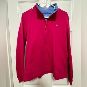 Vineyard Vines Fuchsia and Blue Quarter-Zip